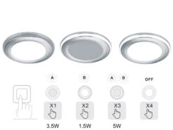 Trio Leuchten Runder LED Deckeneinbaustrahler AURA Silber Chromfarben Ø 8,2cm -Globo Store runder led deckeneinbaustrahler aura silber chromf 15