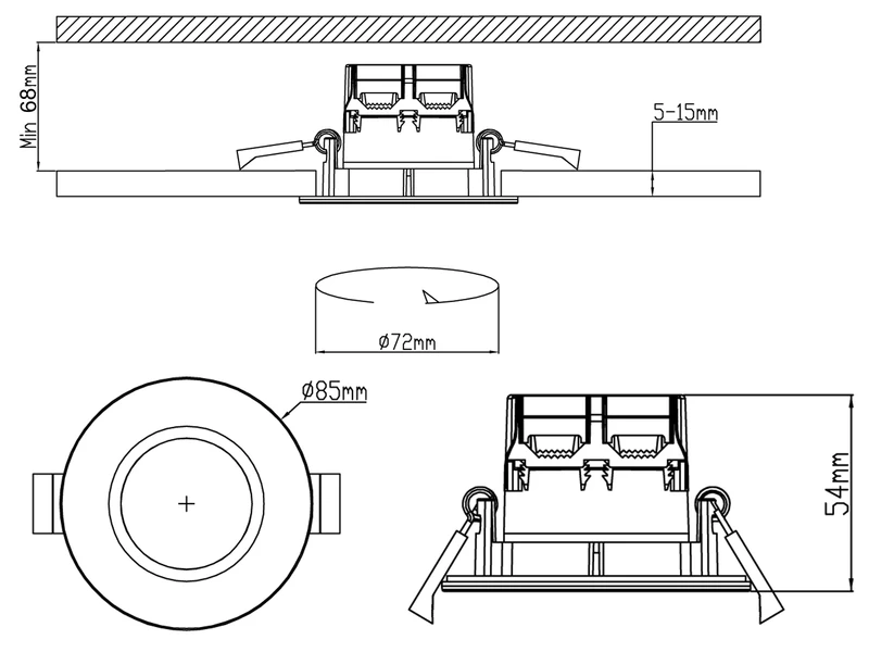 Trio Leuchten Runder LED Deckeneinbaustrahler ZENIA Dimmbar In Chrom, IP65 5 Trio Leuchten Runder LED Deckeneinbaustrahler ZENIA Dimmbar In Chrom, IP65 – Bild 5
