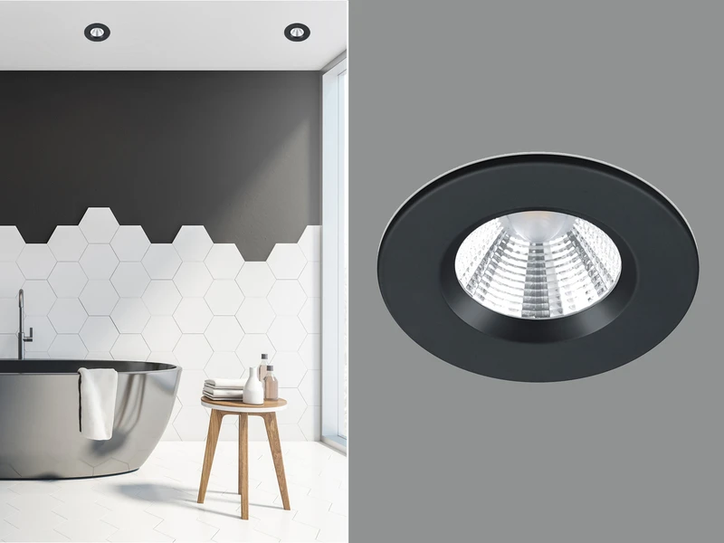 Trio Leuchten Runder LED Deckeneinbaustrahler ZENIA Dimmbar In Schwarz, IP65 1 Trio Leuchten Runder LED Deckeneinbaustrahler ZENIA Dimmbar In Schwarz, IP65
