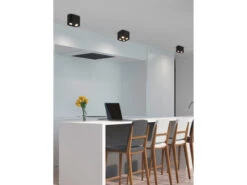 MeineWunschleuchte Runder LED Deckenstrahler Mit Vier Schwenkbaren Spots, Schwarz Matt -Globo Store runder led deckenstrahler mit vier schwenkbaren sp 2