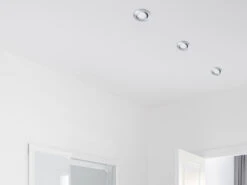 Trio Leuchten Runder LED Einbaustrahler Decke Doppelpack Schwenkbar Chrom Glänzend 5 Watt -Globo Store runder led einbaustrahler decke doppelpack schwenk 2