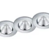 Trio Leuchten Runder LED Einbaustrahler ZAGROS 3er Set Dimmbar In Silber Chrom, IP65