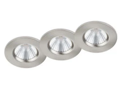 Trio Leuchten Runder LED Einbaustrahler ZAGROS 3er Set Dimmbar In Silber Matt, IP65