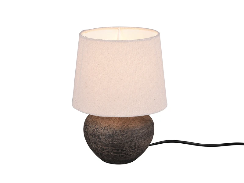 MeineWunschleuchte Rustikale Keramik LED Tischleuchte Braun Stoffschirm In Beige, Ø 18cm Höhe 25cm 2 MeineWunschleuchte Rustikale Keramik LED Tischleuchte Braun Stoffschirm In Beige, Ø 18cm Höhe 25cm – Bild 2