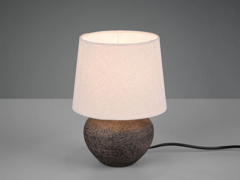 MeineWunschleuchte Rustikale Keramik LED Tischleuchte Braun Stoffschirm In Beige, Ø 18cm Höhe 25cm 3 MeineWunschleuchte Rustikale Keramik LED Tischleuchte Braun Stoffschirm In Beige, Ø 18cm Höhe 25cm – Bild 3