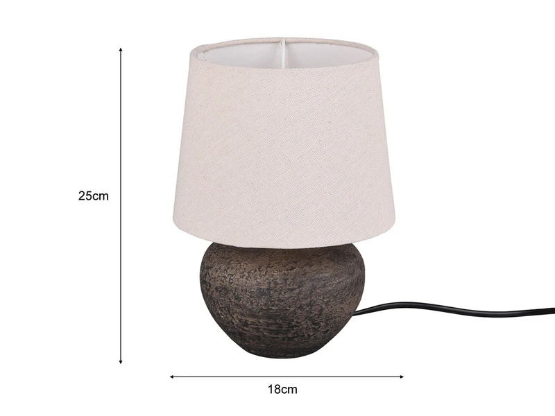 MeineWunschleuchte Rustikale Keramik LED Tischleuchte Braun Stoffschirm In Beige, Ø 18cm Höhe 25cm 4 MeineWunschleuchte Rustikale Keramik LED Tischleuchte Braun Stoffschirm In Beige, Ø 18cm Höhe 25cm – Bild 4