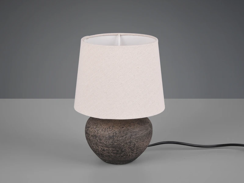 MeineWunschleuchte Rustikale Keramik LED Tischleuchte Braun Stoffschirm In Beige, Ø 18cm Höhe 25cm 7 MeineWunschleuchte Rustikale Keramik LED Tischleuchte Braun Stoffschirm In Beige, Ø 18cm Höhe 25cm – Bild 7