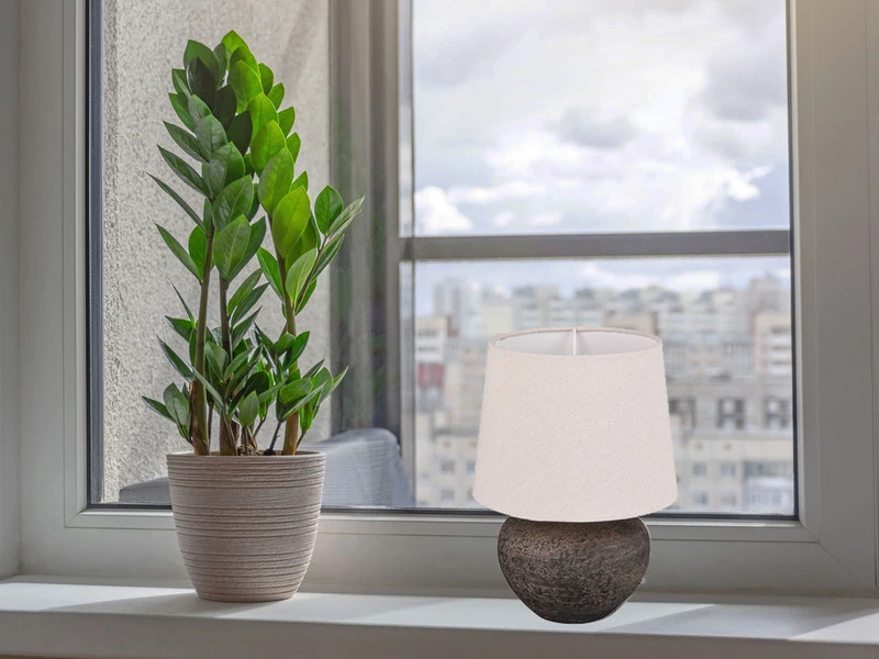 MeineWunschleuchte Rustikale Keramik LED Tischleuchte Braun Stoffschirm In Beige, Ø 18cm Höhe 25cm 1 MeineWunschleuchte Rustikale Keramik LED Tischleuchte Braun Stoffschirm In Beige, Ø 18cm Höhe 25cm