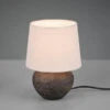 Reality Leuchten Rustikale Keramik Tischleuchte LOU Braun Stoffschirm In Beige, Ø 18cm Höhe 25cm