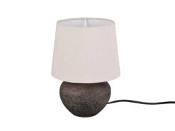 Reality Leuchten Rustikale Keramik Tischleuchte LOU Braun Stoffschirm In Beige, Ø 18cm Höhe 25cm -Globo Store rustikale keramik tischleuchte lou braun stoffschi 3