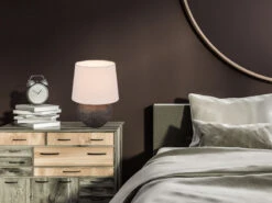 Reality Leuchten Rustikale Keramik Tischleuchte LOU Braun Stoffschirm In Beige, Ø 18cm Höhe 25cm -Globo Store rustikale keramik tischleuchte lou braun stoffschi 4