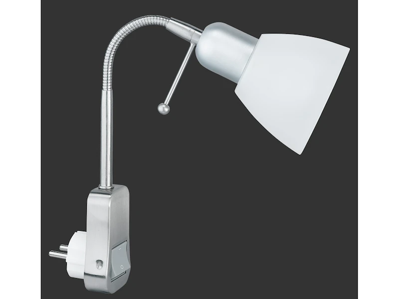 Trio Leuchten Stecker-Spot, 1 X E14, Mit Schalter+Flexarm, Kunststoffschirm Weiss 2 Trio Leuchten Stecker-Spot, 1 X E14, Mit Schalter+Flexarm, Kunststoffschirm Weiss – Bild 2