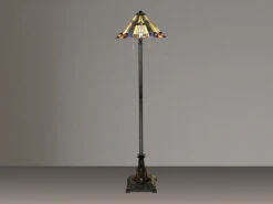 QUOIZEL Stehlampe INGLENOOK Im Tiffany Design Mit Buntem Echtglas 2-flammig, Höhe 158cm -Globo Store stehlampe inglenook im tiffany design mit buntem e 2