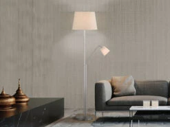 Fischer & Honsel Stehlampe LAYER Mit Leselampe & Stoff Lampenschirme Beige - Höhe 175cm