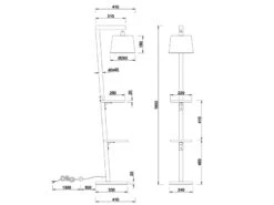 Trio Leuchten Stehlampe RODRIGO Mit Holz Ablagen, Lampenschirm Silber Antik, Höhe 165cm -Globo Store stehlampe rodrigo mit holz ablagen lampenschirm si 10