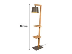 Trio Leuchten Stehlampe RODRIGO Mit Holz Ablagen, Lampenschirm Silber Antik, Höhe 165cm -Globo Store stehlampe rodrigo mit holz ablagen lampenschirm si 3