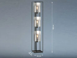 Fischer & Honsel Stehlampe SAMU 3flammig Schwarz Mit Rauchglas - Höhe 130cm -Globo Store stehlampe samu 3flammig schwarz mit rauchglas hoeh 3