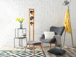 Trio Leuchten Stehleuchte BELL 3-flammig Silber Antik & Gold Mit Holz Im Industrial Style -Globo Store stehleuchte bell 3 flammig silber antik gold mit h 4