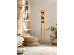 Trio Leuchten Stehleuchte BELL 3-flammig Silber Antik & Gold Mit Holz Im Industrial Style -Globo Store stehleuchte bell 3 flammig silber antik gold mit h 5