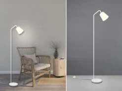 Reality Leuchten Stehleuchte BUDDY Spot Schwenkbar, Aus Metall & Stoffschirm In Weiß, Höhe 148cm