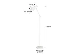 Reality Leuchten Stehleuchte ENZO Mit Gelenk & Fußschalter In Weiß - Höhe 150cm -Globo Store stehleuchte enzo mit gelenk fussschalter in weiss 1 3