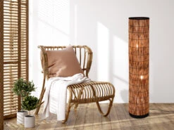 MeineWunschleuchte Stehleuchte SARA Mit Lampenschirm Aus Rattan In Bambusoptik, Höhe 120cm -Globo Store stehleuchte sara mit lampenschirm aus rattan in ba 5