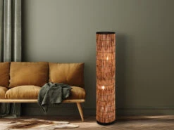 MeineWunschleuchte Stehleuchte SARA Mit Lampenschirm Aus Rattan In Bambusoptik, Höhe 120cm -Globo Store stehleuchte sara mit lampenschirm aus rattan in ba 6