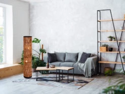 MeineWunschleuchte Stehleuchte SARA Mit Lampenschirm Aus Rattan In Bambusoptik, Höhe 120cm -Globo Store stehleuchte sara mit lampenschirm aus rattan in ba 8