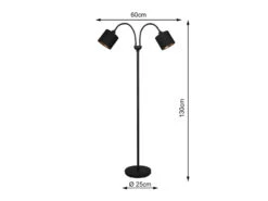 Reality Leuchten Stehleuchte TOMMY 2 Flammig Metall, Stoffschirm Schwarz Gold, Höhe 130cm -Globo Store stehleuchte tommy 2 flammig metall stoffschirm sch 3