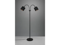 Reality Leuchten Stehleuchte TOMMY 2 Flammig Metall, Stoffschirm Schwarz Gold, Höhe 130cm -Globo Store stehleuchte tommy 2 flammig metall stoffschirm sch 5