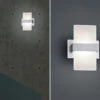 Trio Leuchten Stylische LED Wandleuchte PLATON Mit Schalter, Aluminium Gebürstet, Höhe 18cm
