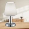 Trio Leuchten Tischlampe MATS II Stoff Lampenschirm Weiß Mit Touchfunktion EIN/AUS 24 Cm