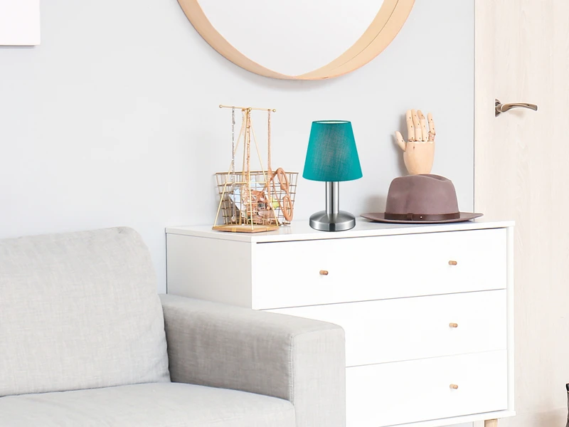 MeineWunschleuchte Tischlampe Stoff Lampenschirm Türkis Mit Touchfunktion LED Dimmbar 24 Cm 5 MeineWunschleuchte Tischlampe Stoff Lampenschirm Türkis Mit Touchfunktion LED Dimmbar 24 Cm – Bild 5