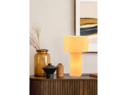 Trio Leuchten Tischleuchte BALE Korpus Und Lampenschirm Stoff Illuminate Gelb, Höhe 40cm -Globo Store tischleuchte bale korpus und lampenschirm stoff il 6