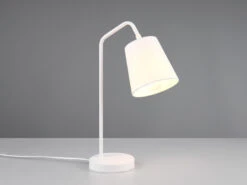 Reality Leuchten Tischleuchte BUDDY Spot Schwenkbar, Aus Metall & Stoffschirm In Weiß, Höhe 45cm