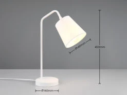 Reality Leuchten Tischleuchte BUDDY Spot Schwenkbar, Aus Metall & Stoffschirm In Weiß, Höhe 45cm -Globo Store tischleuchte buddy spot schwenkbar aus metall stof 9