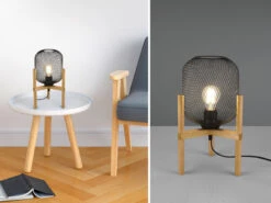 Reality Leuchten Tischleuchte CALIMERO Metall Gitterlampe Schwarz, Höhe 37cm Ø22cm