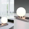 Reality Leuchten Tischleuchte CHLOE Silber Induktive Ladestation & Touch Glasschirm 12cm