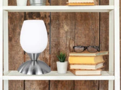 Reality Leuchten Tischleuchte CUP II, Glasschirm Weiß Sockel Silber - Touchfunktion, Ø12cm 9 Reality Leuchten Tischleuchte CUP II, Glasschirm Weiß Sockel Silber - Touchfunktion, Ø12cm -Globo Store tischleuchte cup ii glasschirm weiss sockel silber 2