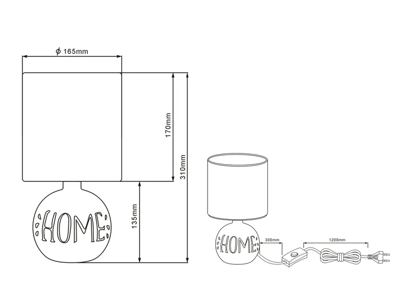 Reality Leuchten Tischleuchte ESNA Keramik-Sockel Mit Dem Schriftzug HOME Stoffschirm In Braun 5 Reality Leuchten Tischleuchte ESNA Keramik-Sockel Mit Dem Schriftzug HOME Stoffschirm In Braun – Bild 5