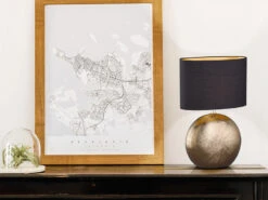 Fischer & Honsel Tischleuchte FORO, Keramikfuß Bronze Antik & Stoffschirm Schwarz Gold, 53cm Groß -Globo Store tischleuchte foro keramikfuss bronze antik stoffsc 4