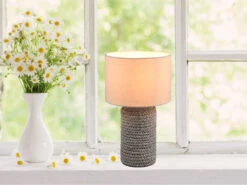 Reality Leuchten Tischleuchte MALA Keramik Mit Stoffschirm In Beige Ø22cm Höhe 38cm -Globo Store tischleuchte mala keramik mit stoffschirm in beige 3