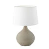 Reality Leuchten Tischleuchte MARTIN Keramik Cappucino Mit Stoffschirm Weiß, Höhe 29cm
