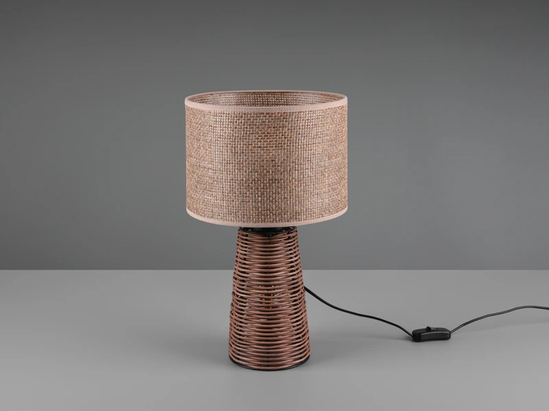 Reality Leuchten Tischleuchte STRAW Rattanfuß & Drahtgeflecht Lampenschirm Braun, 40cm 4 Reality Leuchten Tischleuchte STRAW Rattanfuß & Drahtgeflecht Lampenschirm Braun, 40cm – Bild 4