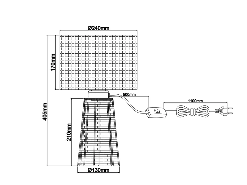Reality Leuchten Tischleuchte STRAW Rattanfuß & Drahtgeflecht Lampenschirm Braun, 40cm 6 Reality Leuchten Tischleuchte STRAW Rattanfuß & Drahtgeflecht Lampenschirm Braun, 40cm – Bild 6