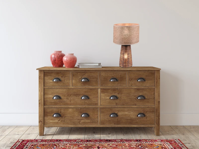 Reality Leuchten Tischleuchte STRAW Rattanfuß & Drahtgeflecht Lampenschirm Braun, 40cm 7 Reality Leuchten Tischleuchte STRAW Rattanfuß & Drahtgeflecht Lampenschirm Braun, 40cm – Bild 7