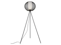 Trio Leuchten Tripod Stehlampe FILO Metall Gitterschirm Schwarz Mit Glas Weiß 150cm -Globo Store tripod stehlampe filo metall gitterschirm schwarz 1 1