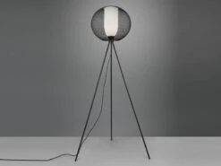 Trio Leuchten Tripod Stehlampe FILO Metall Gitterschirm Schwarz Mit Glas Weiß 150cm -Globo Store tripod stehlampe filo metall gitterschirm schwarz 1 2