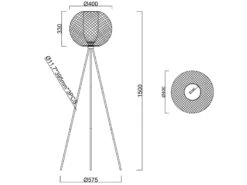 Trio Leuchten Tripod Stehlampe FILO Metall Gitterschirm Schwarz Mit Glas Weiß 150cm -Globo Store tripod stehlampe filo metall gitterschirm schwarz 1 5