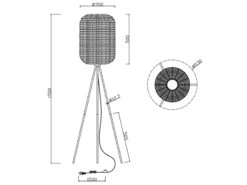 Trio Leuchten Tripod Stehlampe RUNA Korbleuchte Mit Sisal Geflecht Lampenschirm 35cm -Globo Store tripod stehlampe runa korbleuchte mit sisal geflec 7
